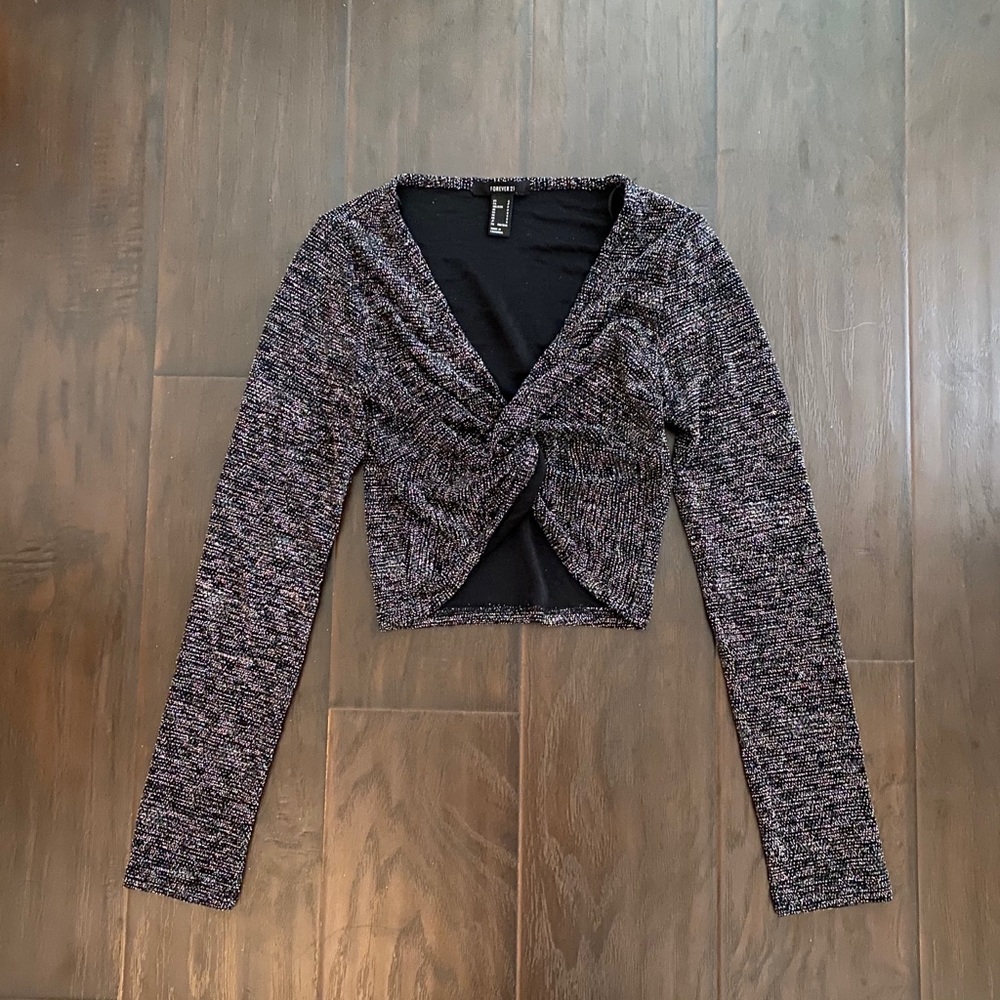 Forever21 Sparkly Knot-Tie Crop Top